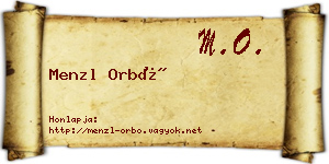 Menzl Orbó névjegykártya